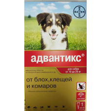 BAYER АДВАНТИКС 250 С ДЛЯ СОБАК 10-25 КГ 1 ПИПЕТКА Х 2,5 МЛ