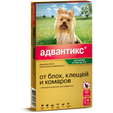 BAYER АДВАНТИКС 40 С ДЛЯ СОБАК ДО 4 КГ (4 ПИПЕТКИ Х 0,4 МЛ)