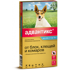 BAYER АДВАНТИКС 100 С ДЛЯ СОБАК 4-10 КГ (4 ПИПЕТКИ Х 1 МЛ)