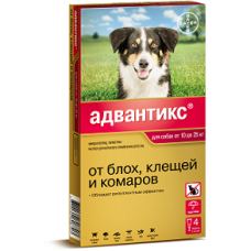 BAYER АДВАНТИКС 250 С ДЛЯ СОБАК 10-25 КГ (4 ПИПЕТКИ Х 2,5 МЛ)