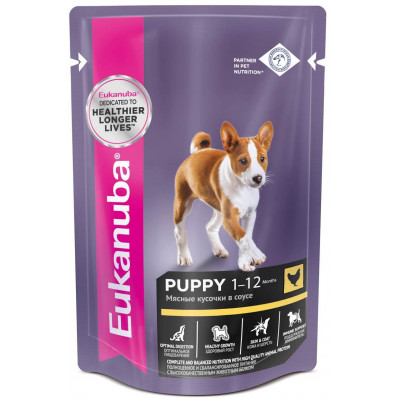 EUK Dog паучи для щенков с курицей в соусе 85 г