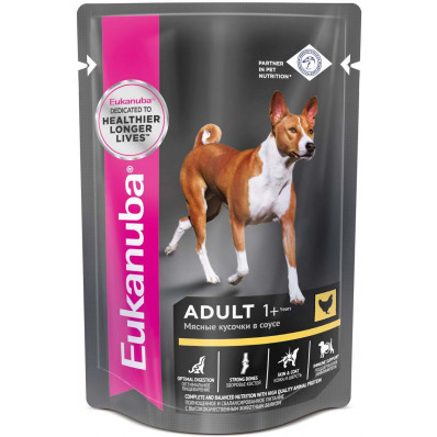 EUK Dog паучи корм для взрослых собак из курицы в соусе