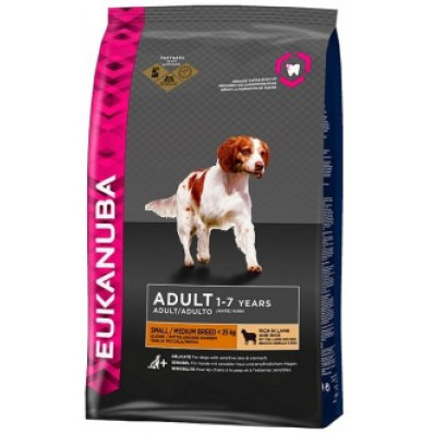 Eukanuba Dog Adult для собак мелких и средних пород с ягненком и рисом