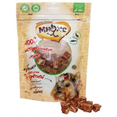 Лакомство для собак кубики из мяса утки c треской 100 г